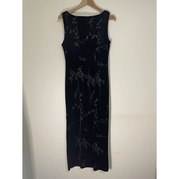 CDC Stretch Velvet Black Dress Womens Size 10 Full Length Sleeveless - Picture 2 of 4